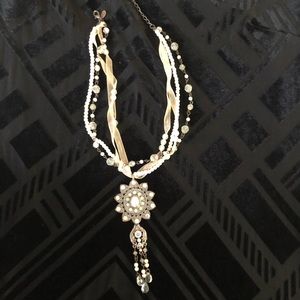 Pearl Ribbon Drop Necklace